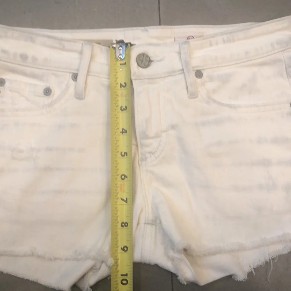 AG White Distressed Bonnie Cut Off Jean Shorts